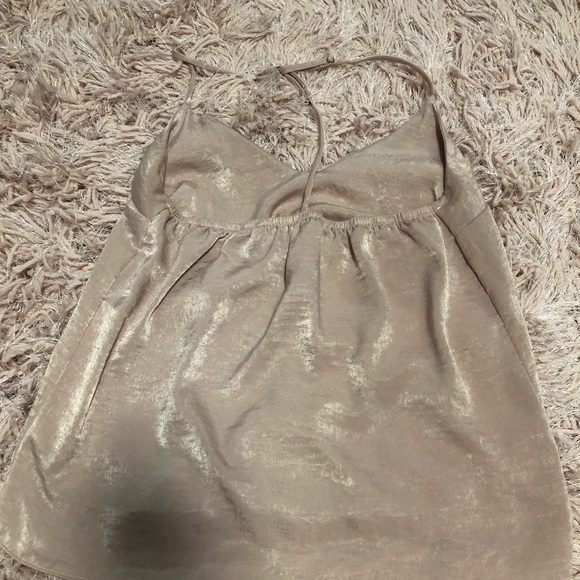 Blush Pink Satin Flowy Tank - Picture 2 of 4